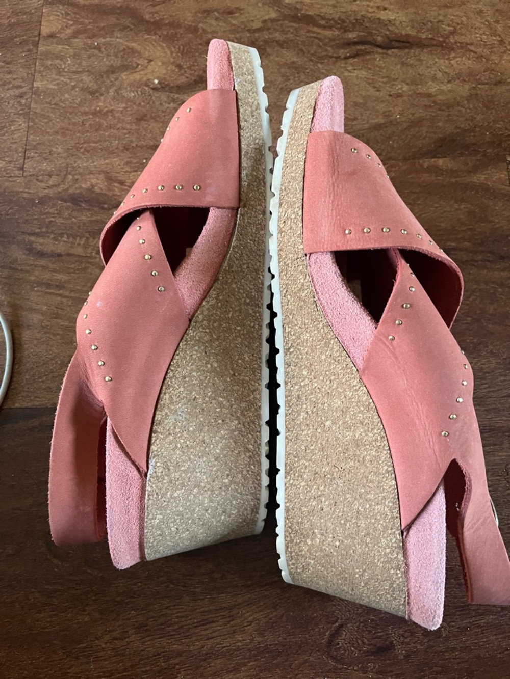 Birkenstock Papillio 39 US 8 Samira Rivets Earth Red Nubuck Wedge Sandals - Picture 8 of 10